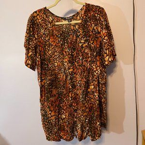 Brown multi animal print tunic - Size 16W